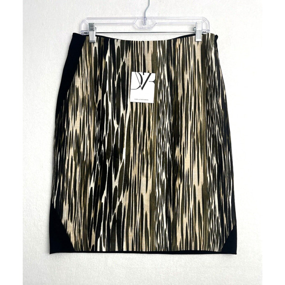 Diane Von Furstenberg DVF Emma Mikado IKAT Silk Wool Blend Skirt Size 12 New - Picture 1 of 10